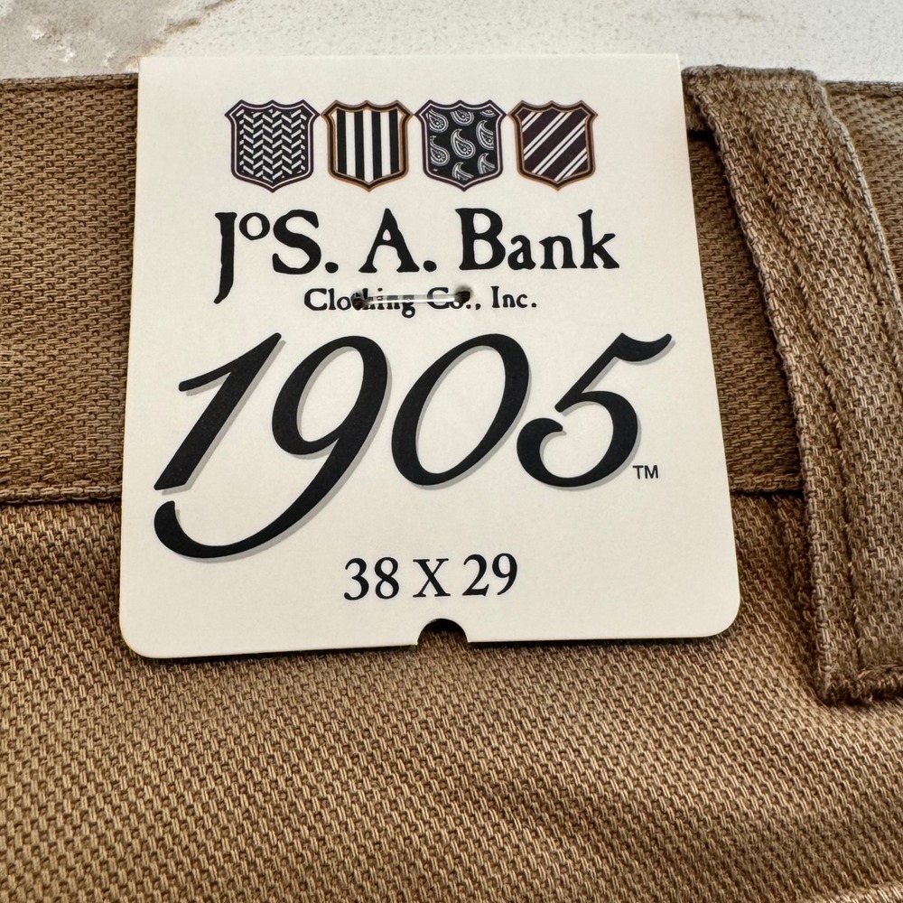 Jos A Bank 1905 Men Tailored Fit Tan Brown 5 Pocket Pants 38x29 NWT Chino Khaki - Picture 6 of 10